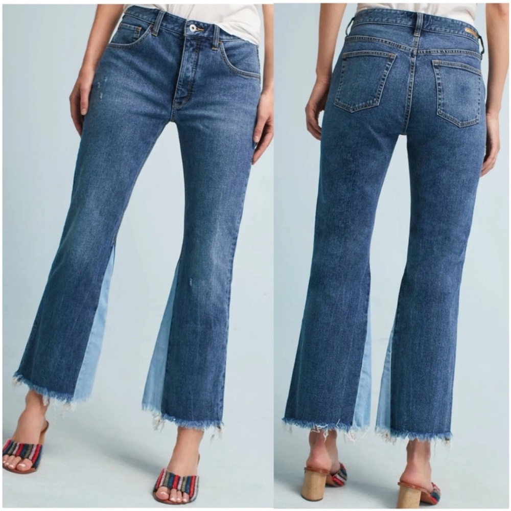 Pilcro and the Letterpress Two-Tone Blue Wide Leg Jeans
